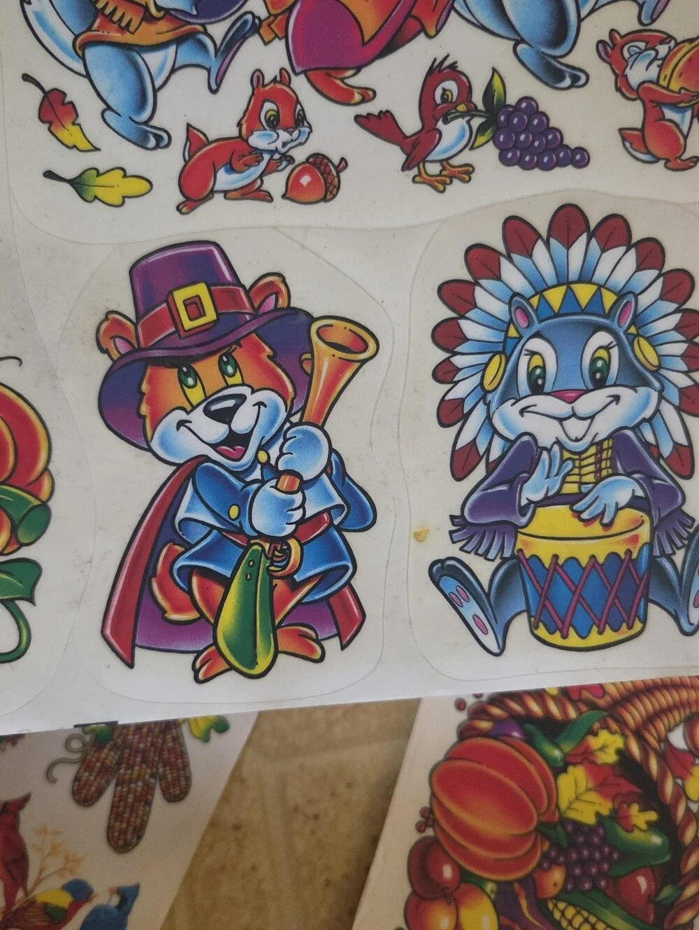 Vintage Halloween Thanksgiving Window Clings Ghost Witch Cat Pumpkin Lot Of 6